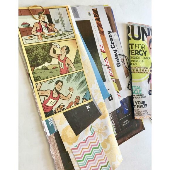 Handmade Junk Journal Fitness Theme Kit 80 Pieces Ephemera Scissors Glue u - Picture 10 of 12